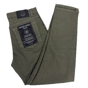 VGB Vintage Genes Black Men's Denim Jeans Green 32W X 30L Slim Fit Stretch